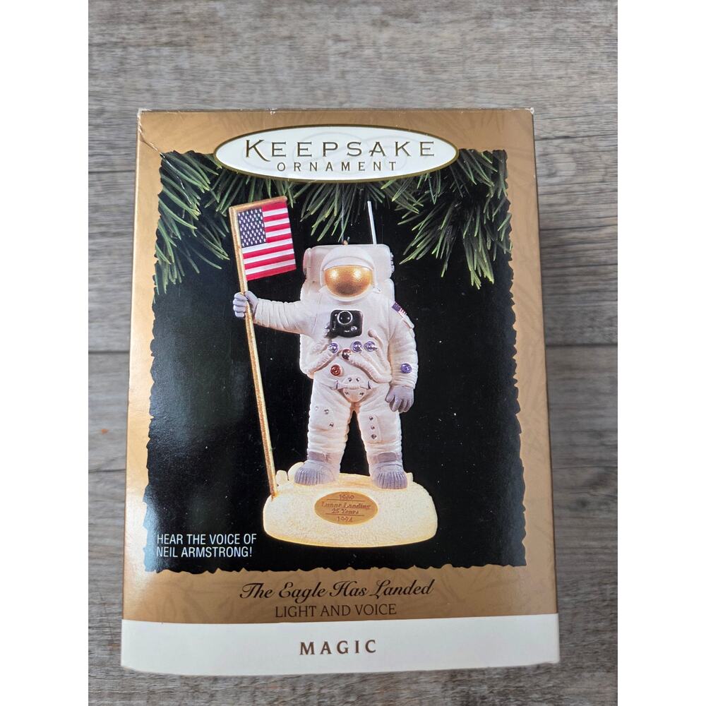Hallmark 1994 The Eagle Has Landed Apollo 11 Lunar Landing Magic Ornament Voice